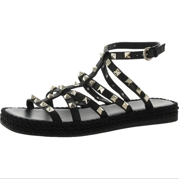 Marc Fisher Shoes - MARC FISHER SANDALS SHOES ANGELA LEATHER CAGED SLINGBACK - Black - 8 1/2 - 9